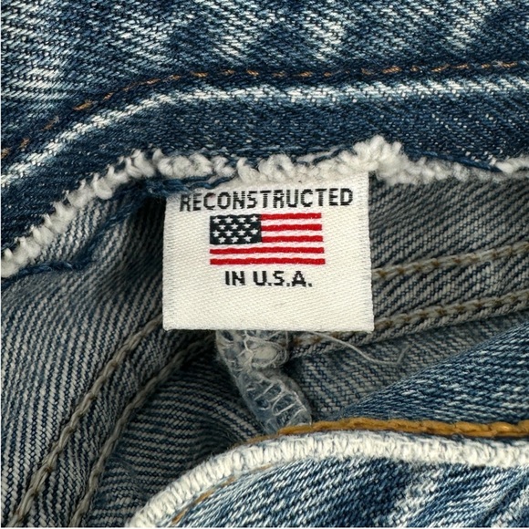RE/DONE x Levi’s Reconstructed Frayed Raw Hem Straight Leg Blue Jeans sz 24 - Picture 7 of 8